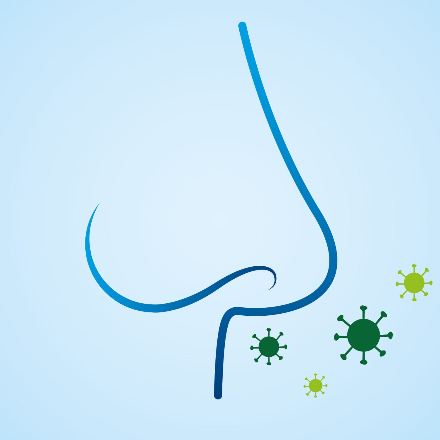 Icon einer Nase mit Bakterien