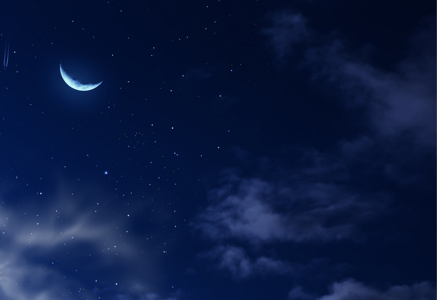 Nachthimmel mit Mond und Sternen